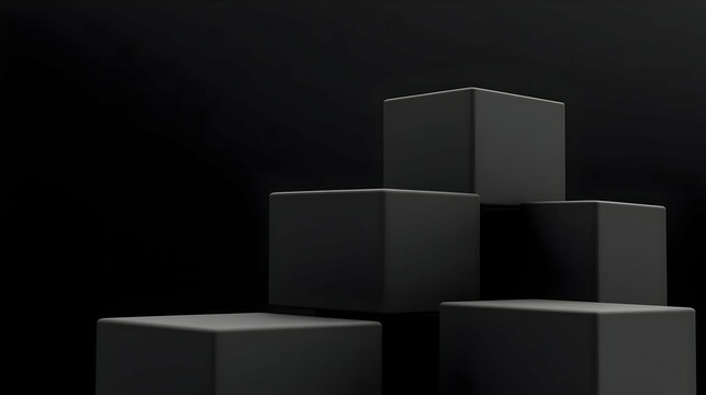 Fototapeta Dark Cube 3D Illustration