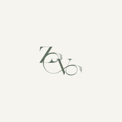 elegant and elegant logo VZ wedding concept monogram letter organic hairline logotype