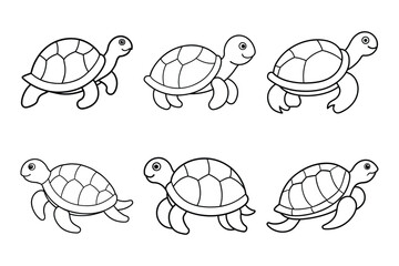 Turtle icon linear logo isolated white background. Turtle line icon set