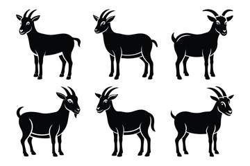 Goat Icon silhouette set vector illustration design. Goat Icon set with white background