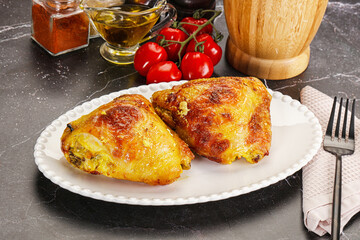 Roasted chicken thigh with spices