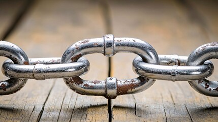 image of corroded chain fragments resting on worn wood, highlighting the theme of liberation from captivity and overcoming hardships struggle for freedom. 