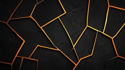 A dark, cracked surface with glowing golden lines, creating a striking visual effect.