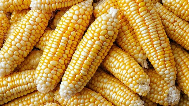 A bunch of yellow corn with white kernels