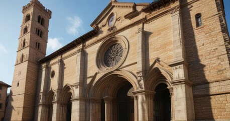 Obraz premium Architectural façade of the Church of San Francesco in Arezzo , monastery, architecture, church