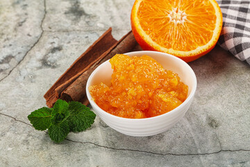 Tasty homemade Orange jam in the bowl
