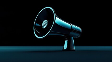 Megaphone Icon 3D Render: A bold 3D megaphone icon, ideal for campaigns emphasizing announcements, messaging, or social media communication. Great for advertising or promotional materials requiring 
