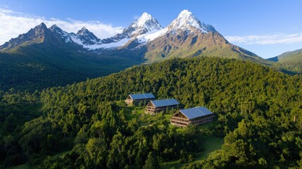 Fototapeta premium Mountaintop Lodge Aerial View