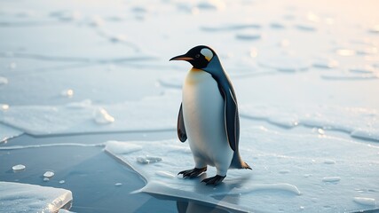 Naklejka premium Majestic Antarctic Penguin on Ice - Stunning AI Photo