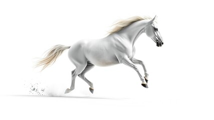 Obraz premium Majestic White Horse Galloping - AI Photo