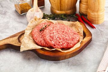 Raw beef minced meat cutlet