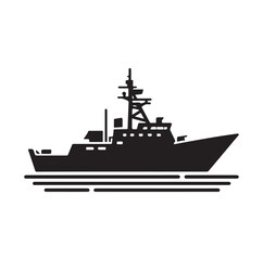 military ship silhouette vector illustration
