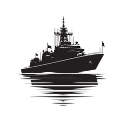 Obraz premium military ship silhouette vector illustration