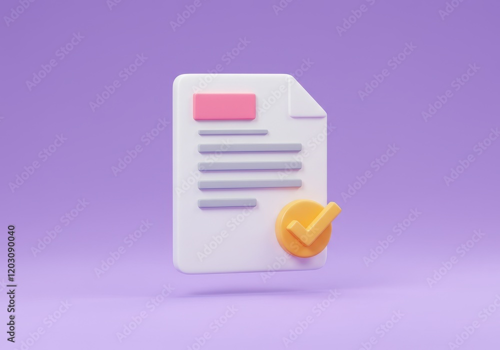 Aufkleber a 3d illustration of a white document with text lines and a pink header