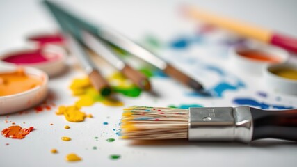 Paintbrush on Table - Bright Artistic Still Life