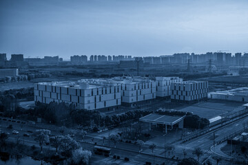 Fototapeta premium Modern Urban Architecture Under a Calm Blue Sky