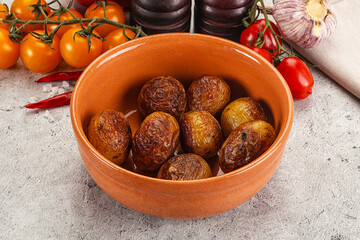 Baked baby potato in the bowl