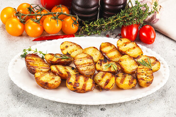 Grilled young small baby potato