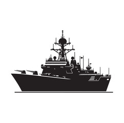 Obraz premium military ship silhouette vector illustration