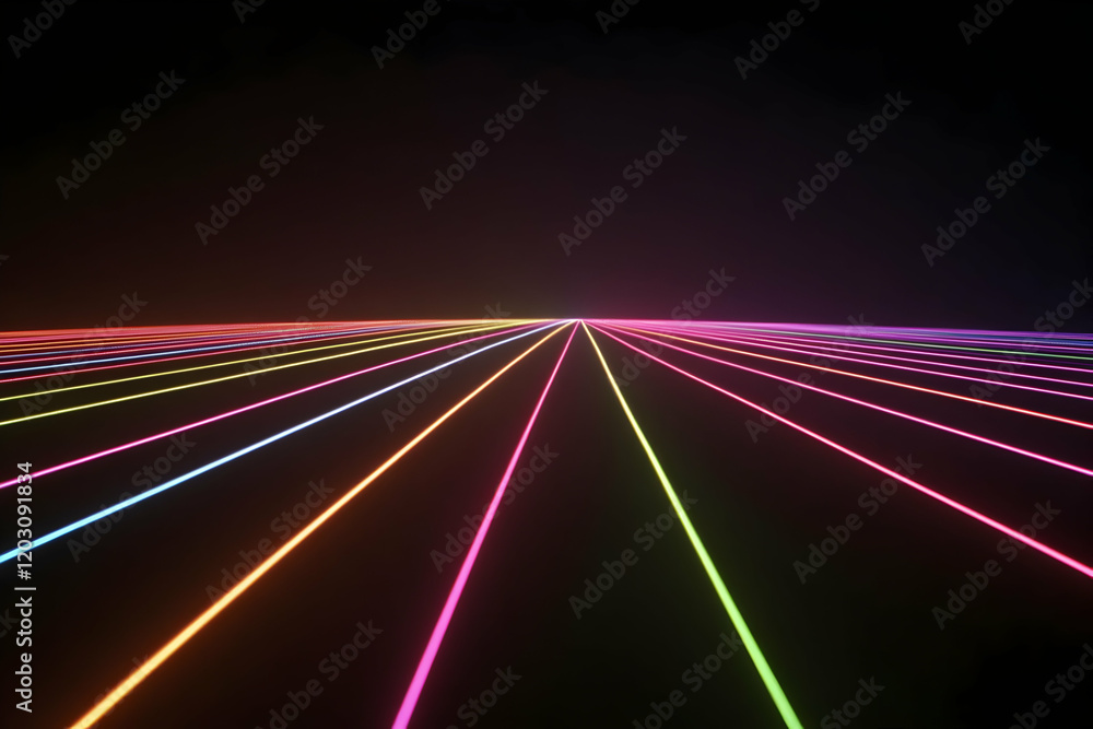 Poster neon lines abstract 3d background