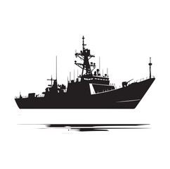 Obraz premium military ship silhouette vector illustration