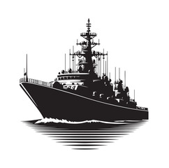 Obraz premium military ship silhouette vector illustration