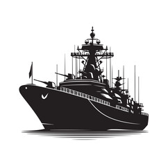 Obraz premium military ship silhouette vector illustration