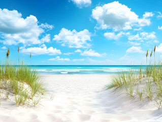 Beach Background Image: Sandy Path to Ocean