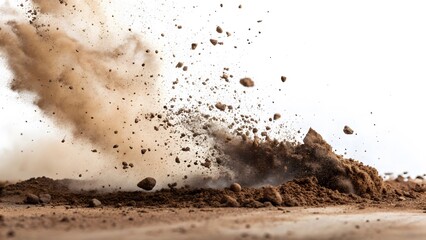 Dynamic Soil Explosion Macro Capture of Flying Earth Particles V7