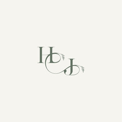 organic hairline logotype wedding concept monogram letter elegant and elegant logo JH