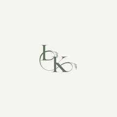organic hairline logotype wedding concept monogram letter elegant and elegant logo KI
