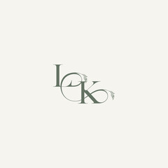organic hairline logotype wedding concept monogram letter elegant and elegant logo KL