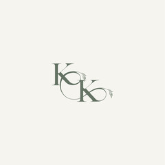 organic hairline logotype wedding concept monogram letter elegant and elegant logo KK