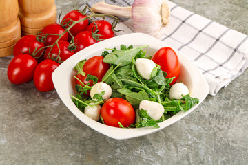 Salad with mozzarella and arugula