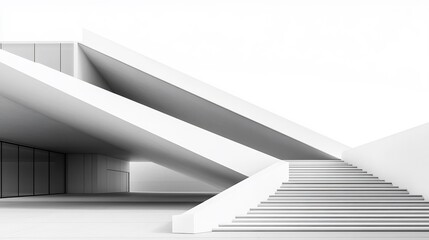 Obraz premium Modern architecture ascends dynamically sharp geometric lines minimalist design. AI Generated