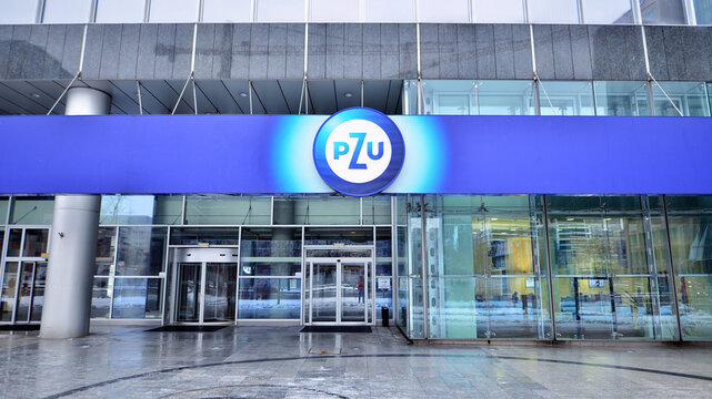 Warsaw, Poland. 12 January 2025. Urban landscape. Company signboard PZU