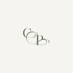 wedding concept monogram elegant and elegant logo BC organic hairline logotype letter