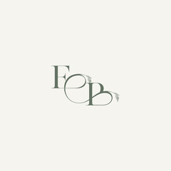 wedding concept monogram elegant and elegant logo BF organic hairline logotype letter