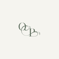 wedding concept monogram elegant and elegant logo BO organic hairline logotype letter