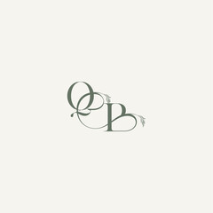 wedding concept monogram elegant and elegant logo BQ organic hairline logotype letter