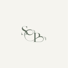 wedding concept monogram elegant and elegant logo BS organic hairline logotype letter