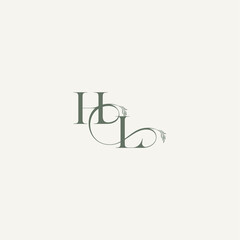 wedding concept monogram elegant and elegant logo LH organic hairline logotype letter