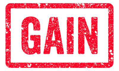 Gain Stamp Transparent Seal, Red Grunge Gain Word Rubber Stamp Seal