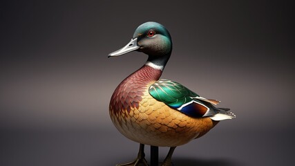 Obraz premium Taxidermied Green-winged Teal - Detailed, Bright, High-Quality AI Art
