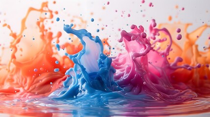 Splash of different colors on a white background