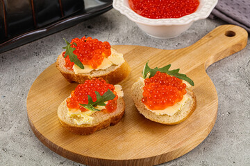 Luxury toast with red caviar