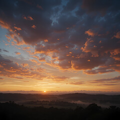 Fototapeta premium Scenic view of dramatic sky during sunset
