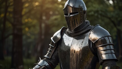 Naklejka premium Knight with sowred in the battle field 