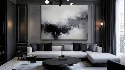 Warm living room featuring soft colors and beautiful art pieces.