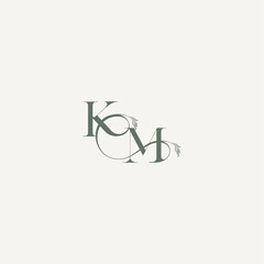 wedding concept monogram elegant and elegant logo MK organic hairline logotype letter